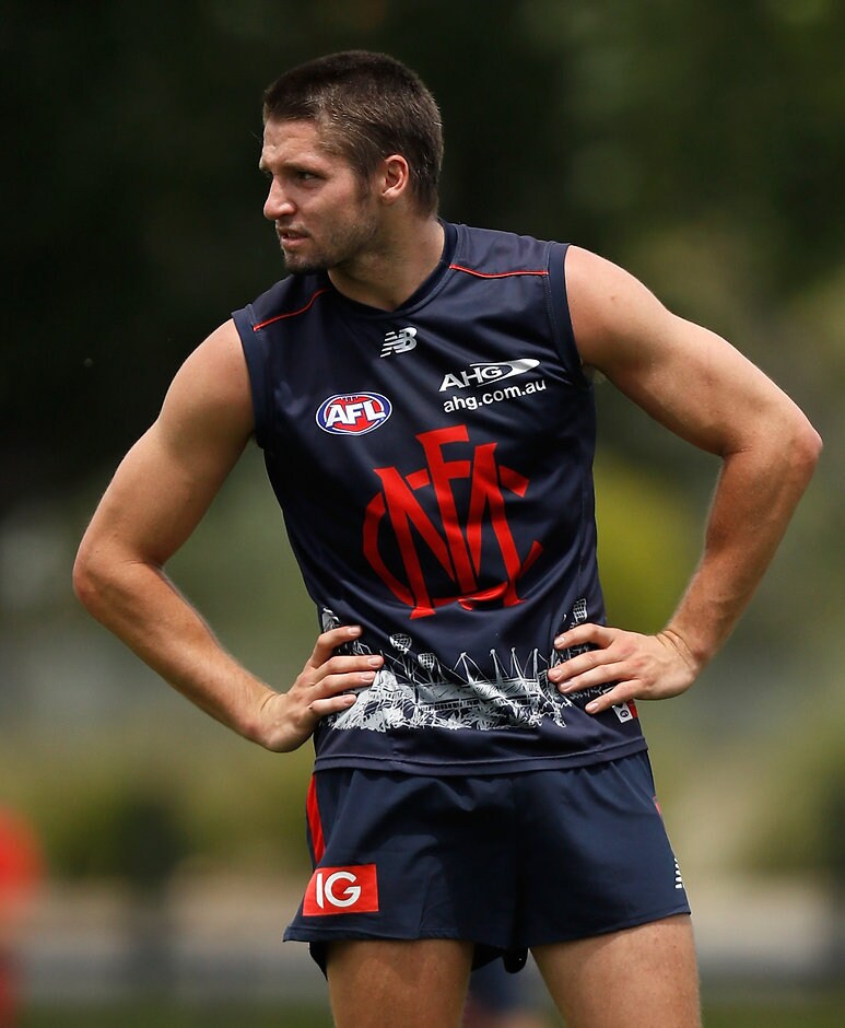 AFL 2016 Training - Melbourne 211116 MELBOURNE, AUSTRALIA - NOVEMBER 21: Jesse Hogan of the Demons in action during the Melbourne Demons training session at Gosch's Paddock in Melbourne, Australia on November 21, 2016. (Photo by Michael Willson/AFL Media)